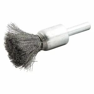 NORTON ABRASIVES 66252839040 End Brush, 1/2 Inch Dia., 1/4 Inch Abrasive Shank Size, 0.006 Inch Wire Dia. | CJ2CMT 483N76