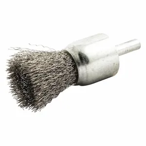 NORTON ABRASIVES 66252839045 End Brush, 1 Inch Dia., 1/4 Inch Abrasive Shank Size, 0.006 Inch Wire Dia. | CJ2CNN 483N81