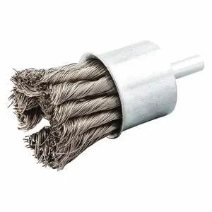 NORTON ABRASIVES 66252839059 End Brush, 1 1/8 Inch Dia., 1/4 Inch Abrasive Shank Size, 0.014 Inch Wire Dia. | CJ2CNV 483N92