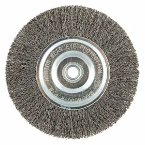 NORTON ABRASIVES 66252839088 Wire Wheel Brush, 6 Inch Brush Dia., 0.014 Inch Wire Dia., Carbon Steel | CJ3VGH 483P56