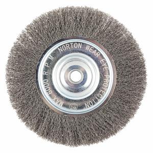 NORTON ABRASIVES 66252839089 Wire Wheel Brush, 8 Inch Brush Dia., 0.014 Inch Wire Dia., Carbon Steel | CJ3VFG 483P57