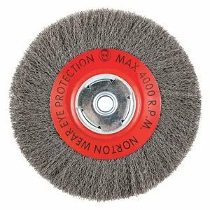 NORTON ABRASIVES 66252839099 Wire Wheel Brush, 8 Inch Brush Dia., 0.014 Inch Wire Dia., Carbon Steel | CJ3VFQ 416L97