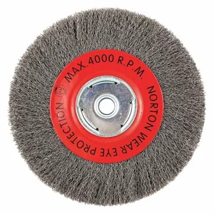 NORTON ABRASIVES 66252839100 Wire Wheel Brush, 8 Inch Brush Dia., 0.014 Inch Wire Dia., Carbon Steel | CJ3VFZ 416L86