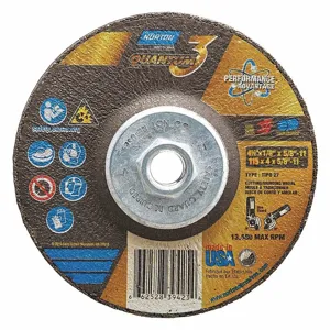 NORTON ABRASIVES 66252839423 Depressed Center Wheel, Ceramic, 4 1/2 Inch Wheel Dia, 5/8-11 Inch Hole Size | CH9ZHG 54YL85