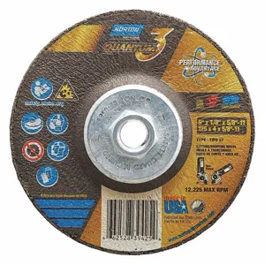 NORTON ABRASIVES 66252839425 Depressed Center Wheel, Ceramic, 5 Inch Wheel Dia, 5/8-11 Inch Hole Size, Type 27 | CH9ZGW 54YL87