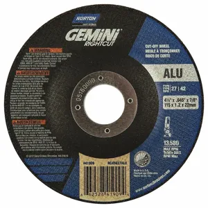 NORTON ABRASIVES 66252841909 Depressed Center Wheel, Aluminum Oxide, 4 1/2 Inch Wheel Dia, 7/8 Inch Hole Size | CH9ZJG 33N343