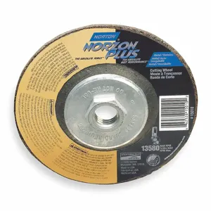 NORTON ABRASIVES 66252843321 Depressed Center Wheel, Ceramic, 4 1/2 Inch Wheel Dia, 5/8-11 Inch Hole Size | CH9ZJW 6PG98