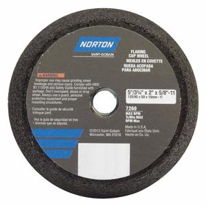 NORTON ABRASIVES 66253479679 Flaring Cup Grinding Wheel, 5 Inch Wheel Dia., 2 Inch Thick, 5/8-11 Inch Hole Size | CJ2FGT 444F64