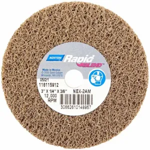 NORTON ABRASIVES 66261014895 Bond Non Woven Wheel, 3 Inch Dia x 1/4 Inch W, 3/8 Inch Arbor Hole, Aluminum Oxide, Medium | CT4FCF 804KG5