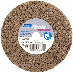 NORTON ABRASIVES 66261014929 Bond Non Woven Wheel, 3 Inch Dia x 1/2 Inch W, 3/8 Inch Arbor Hole, Aluminum Oxide, Medium | CT4FCT 804KH3