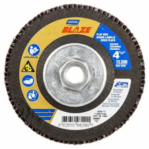 NORTON ABRASIVES 66261098290 Flap Disc, Type 27, 4 1/2 Inch x 5/8 11, Ceramic, 40 Grit, Fiberglass Bk | CT4EHB 804HV4