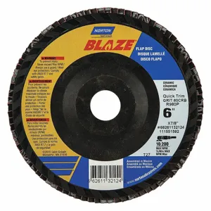 NORTON ABRASIVES 66261132124 Flap Disc, 7/8 Inch Hole Size, 60 Abrasive Grit, Medium, Ceramic, Cloth | CJ2FEC 52CH33