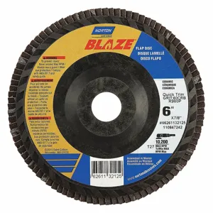 NORTON ABRASIVES 66261132125 Flap Disc, 7/8 Inch Hole Size, 80 Abrasive Grit, Medium, Ceramic, Cloth | CJ2FEU 52CH35