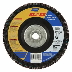 NORTON ABRASIVES 66261132128 Flap Disc, 5/8-11 Inch Hole Size, 40 Abrasive Grit, Coarse, Ceramic, Cloth | CJ2FDP 52CH25