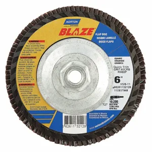 NORTON ABRASIVES 66261132130 Flap Disc, 5/8-11 Inch Hole Size, 80 Abrasive Grit, Medium, Ceramic, Cloth | CJ2FDW 52CH29