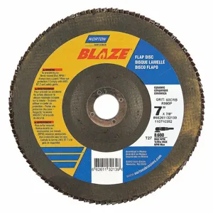 NORTON ABRASIVES 66261132139 Flap Disc, 7/8 Inch Hole Size, 60 Abrasive Grit, Medium, Ceramic, Cloth | CJ2FFD 52CH40