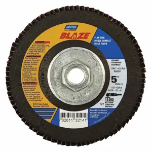 NORTON ABRASIVES 66261132141 Flap Disc, 5/8-11 Inch Hole Size, 40 Abrasive Grit, Coarse, Ceramic, Cloth | CJ2FDL 52CH18