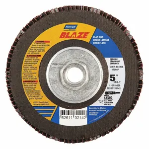 NORTON ABRASIVES 66261132142 Flap Disc, 5/8-11 Inch Hole Size, 60 Abrasive Grit, Medium, Ceramic, Cloth | CJ2FEG 52CH19