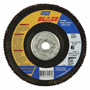 NORTON ABRASIVES 66261132145 Flap Disc, 5/8-11 Inch Hole Size, 40 Abrasive Grit, Coarse, Ceramic, Cloth | CJ2FEM 52CH24