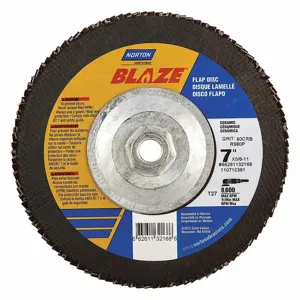 NORTON ABRASIVES 66261132168 Flap Disc, 5/8-11 Inch Hole Size, 60 Abrasive Grit, Medium, Ceramic, Cloth | CJ2FEJ 52CH37