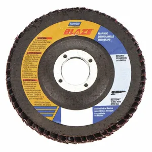 NORTON ABRASIVES 66261183486 Flap Disc, 7/8 Inch Hole Size, 36 Abrasive Grit, Extra Coarse, Ceramic, Fiberglass | CJ2FFV 1PYE5