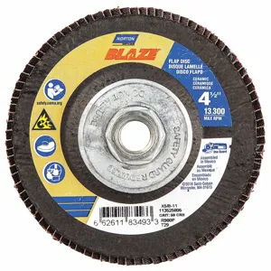 NORTON ABRASIVES 66261183493 Flap Disc, 5/8-11 Inch Hole Size, 80 Abrasive Grit, Medium, Ceramic, Fiberglass | CJ2FFG 1PYF3