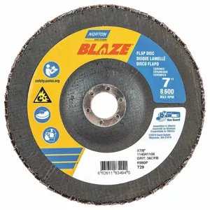 NORTON ABRASIVES 66261183494 Flap Disc, 7/8 Inch Hole Size, 36 Abrasive Grit, Extra Coarse, Ceramic, Fiberglass | CJ2FEV 1PYF4