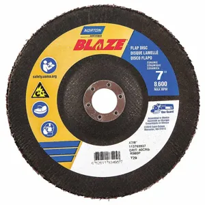 NORTON ABRASIVES 66261183495 Flap Disc, 7/8 Inch Hole Size, 40 Abrasive Grit, Coarse, Ceramic, Fiberglass | CJ2FCZ 1PYF5