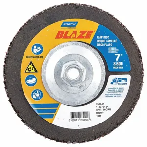 NORTON ABRASIVES 66261183498 Flap Disc, 5/8-11 Inch Hole Size, 36 Abrasive Grit, Extra Coarse, Ceramic, Fiberglass | CJ2FDU 1PYF8