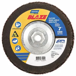 NORTON ABRASIVES 66261183499 Flap Disc, 5/8-11 Inch Hole Size, 40 Abrasive Grit, Coarse, Ceramic, Fiberglass | CJ2FEX 1PYF9