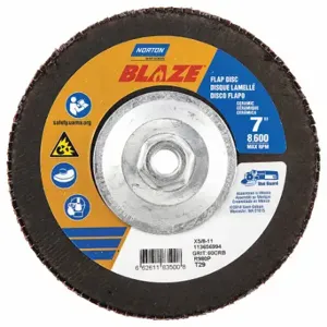 NORTON ABRASIVES 66261183500 Flap Disc, Type 29, 7 Inch x 5/8 11, Ceramic, 60 Grit, Fiberglass Bk, Std Density | CT4EJH 1PYG1