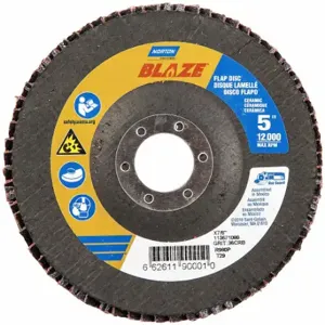 NORTON ABRASIVES 66261190001 Flap Disc, Type 29, 5 Inch x 7/8 Inch, Ceramic, 36 Grit, Fiberglass Bk, Std Density | CT4EJF 804HV6