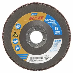 NORTON ABRASIVES 66261190002 Flap Disc, Type 29, 5 Inch x 7/8 Inch, Ceramic, 40 Grit, Fiberglass Bk, Std Density | CT4EJG 804HV7