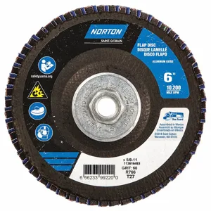 NORTON ABRASIVES 66623399220 Flap Disc 6 Inch x 60 Grit 5/8-11 | AB7RYJ 23Z675