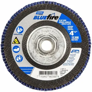 NORTON ABRASIVES 77696090086 Flap Disc, Type 27, 4 1/2 Inch x 5/8 11, Zirconia Alumina, P40 Grit, Fiberglass Bk | CT4EHD 804HW7