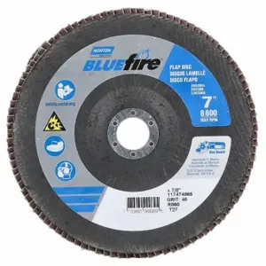 NORTON ABRASIVES 77696090089 Flap Disc, Type 27, 7 Inch x 7/8 Inch, Zirconia Alumina, P40 Grit, Fiberglass Bk | CT4EJC 804HW9