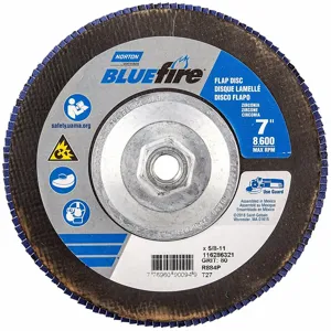 NORTON ABRASIVES 77696090094 Flap Disc, Type 27, 7 Inch x 5/8 11, Zirconia Alumina, P80 Grit, Fiberglass Bk | CT4EJA 804HX4