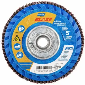 NORTON ABRASIVES 77696090141 Flap Disc, Type 27, 5 Inch x 5/8 11, Ceramic, 40 Grit, Plastic Bk, Std Density | CT4EHV 804HV9