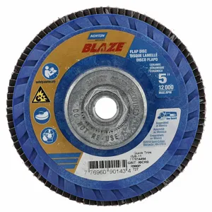 NORTON ABRASIVES 77696090143 Flap Disc, Type 27, 5 Inch x 5/8 11, Ceramic, 80 Grit, Plastic Bk, Std Density | CT4EJQ 804HW1