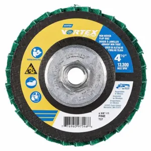 NORTON ABRASIVES 77696097546 Flap Disc, Type 27, 4 1/2 Inch x 5/8 11, Aluminum Oxide, Vortex Rapid Prep, Fine | CT4EGY 804HY2