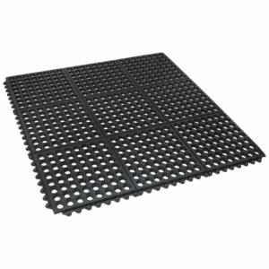 NOTRAX 501S0033BL Interlocking Drainage Mat Tile, Interlocking Drainage Mat Tile, 3 ft x 3 ft, Smooth, Black | CT4FKA 52ZZ12