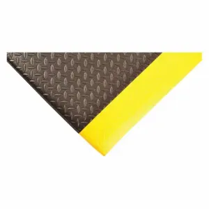 NOTRAX 508R0036BY Antifatigue Runner, Diamond Plate, 3 ft x 60 ft, 1/2 Inch Thick, Black with Yellow Border | CT4FHN 52ZZ13