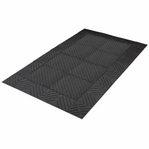 NOTRAX 621S3660BL Interlocking Antifatigue Mat, Diamond Plate, 3 ft x 5 ft, 1 Inch Thick, Black, Vinyl | CT4FJJ 38N619