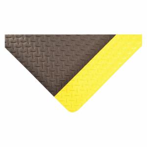 NOTRAX 985S0220YB Antifatigue Runner, Diamond Plate, 2 ft x 20 ft, 1 Inch Thick, Black with Yellow Border | CT4FHA 53AE37