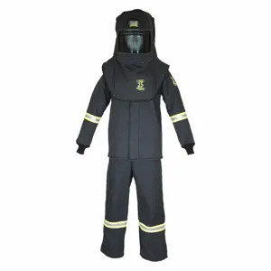 OBERON TCG3B-S Arc Flash Suit Kit, S Size, Charcoal Gray, 25 cal/sq cm, 3 HRC | CF2PZC 53PX35