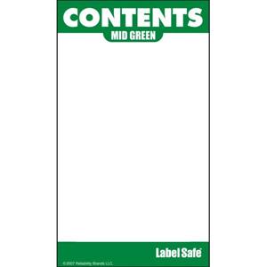 OIL SAFE 280005 Content Label, Water Resistant, 2 Inch x 3.5 Inch Size, Mid Green | CD9VCF