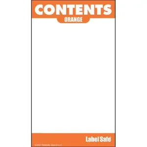 OIL SAFE 280006 Content Label, Water Resistant, 2 Inch x 3.5 Inch Size, Orange | CD9VCG