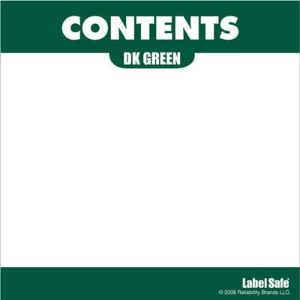 OIL SAFE 282303 Content Label, Adhesive, 3.25 Inch x 3.25 Inch Size, Dark Green | AG7KUV
