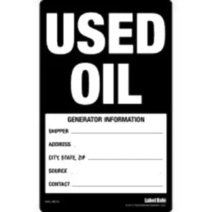 OIL SAFE 289105 Label, Used Oil, Adhesive, 5 Inch x 8 Inch Size | CD9VEJ