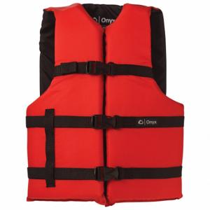ONYX 103000-100-004-12 Life Jacket, Foam, Nylon, 15 1/2 lb Buoyancy, Belt/Buckle, Adult Universal, Red | CT4QDB 794JZ7